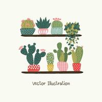 cactus Aan plank hand- tekening poster achtergrond vector illustratie