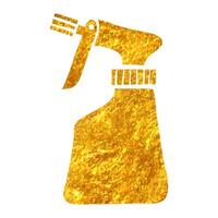 hand- getrokken sproeier fles icoon in goud folie structuur vector illustratie