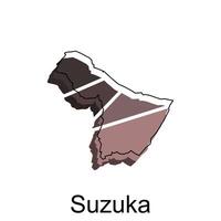 suzuka stad hoog gedetailleerd illustratie kaart, Japan kaart, wereld kaart land vector illustratie sjabloon