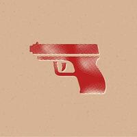 arm geweer halftone stijl icoon met grunge achtergrond vector illustratie