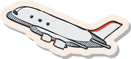 hand- getrokken vliegtuig icoon in sticker stijl vector illustratie