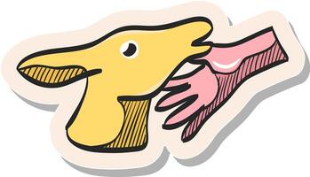 hand- getrokken dier zorg icoon in sticker stijl vector illustratie