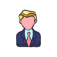 zakenman icoon in hand- getrokken kleur vector illustratie
