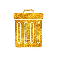 hand- getrokken recycle uitschot kan icoon in goud folie structuur vector illustratie