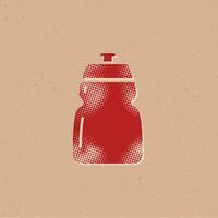 wielersport water fles halftone stijl icoon met grunge achtergrond vector illustratie
