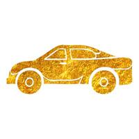 hand- getrokken auto icoon in goud folie structuur vector illustratie