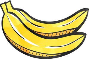 banaan icoon in kleur tekening. voedsel fruit geel energie macht vitamine koolhydraat vector