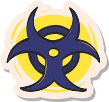 hand- getrokken biohazard symbool icoon in sticker stijl vector illustratie