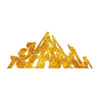 hand- getrokken bergen in goud folie structuur vector illustratie