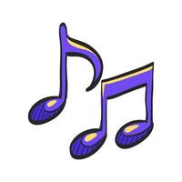 muziek- aantekeningen icoon in hand- getrokken kleur vector illustratie