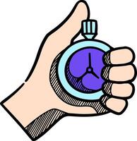hand- Holding stopwatch icoon stijl kleur vector illustratie