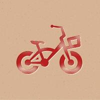 kinderen fiets halftone stijl icoon met grunge achtergrond vector illustratie