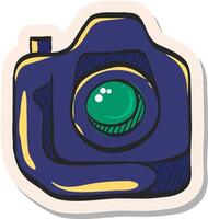 hand- getrokken camera icoon in sticker stijl vector illustratie