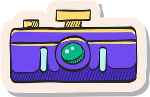 hand- getrokken panorama camera icoon in sticker stijl vector illustratie