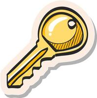 hand- getrokken sleutel icoon in sticker stijl vector illustratie