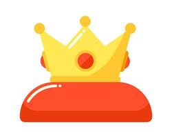 gouden kroon koning Aan rood hoofdkussen geïsoleerd vector