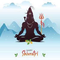 maha shivratri viering post en baackground met heer shiva silhouet vector illustratie