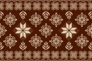 bloemen pixel kunst patroon Aan wit achtergrond.geometrisch etnisch oosters borduurwerk vector illustratie.pixel stijl, samenvatting achtergrond, kruis steek.ontwerp voor textuur, stof, doek, sjaal, tafel loper.