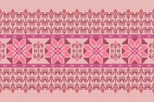 bloemen pixel kunst patroon Aan wit achtergrond.geometrisch etnisch oosters borduurwerk vector illustratie.pixel stijl, samenvatting achtergrond, kruis steek.ontwerp voor textuur, stof, doek, sjaal, tafel loper.