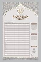 Ramadan heilig maand kalender schema. posters of banners voor gebed, vastend en breken de snel. vector