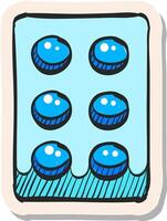 hand- getrokken pillen icoon in sticker stijl vector illustratie