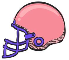 Amerikaans voetbal helm icoon in hand- getrokken kleur vector illustratie