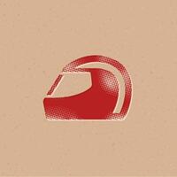 motorfiets helm halftone stijl icoon met grunge achtergrond vector illustratie