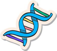 hand- getrokken dna strengen icoon in sticker stijl vector illustratie