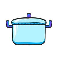 Koken pan icoon in hand- getrokken kleur vector illustratie