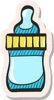 hand- getrokken melk fles icoon in sticker stijl vector illustratie