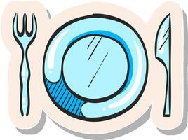 hand- getrokken gerechten icoon in sticker stijl vector illustratie
