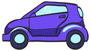 groen auto icoon in hand- getrokken kleur vector illustratie