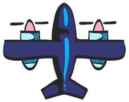 wijnoogst vliegtuig icoon in hand- getrokken kleur vector illustratie