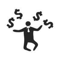 hand- getrokken zakenman geld vector illustratie