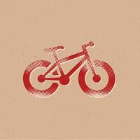 dik band fiets halftone stijl icoon met grunge achtergrond vector illustratie