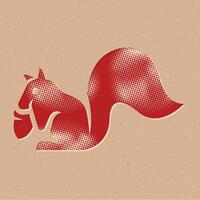 eekhoorn halftone stijl icoon met grunge achtergrond vector illustratie