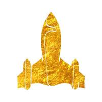 hand- getrokken stealth bommenwerper icoon in goud folie structuur vector illustratie