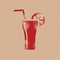 cocktail drinken halftone stijl icoon met grunge achtergrond vector illustratie