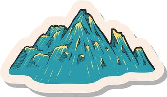 hand- getrokken bergen in sticker stijl vector illustratie