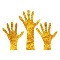 hand- getrokken handen icoon in goud folie structuur vector illustratie