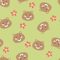 naadloos patroon met schattig tekenfilm bruin bears en bloemen voor kleding stof afdrukken, textiel, geschenk omhulsel papier. kinderen kleurrijk vector, vlak stijl vector