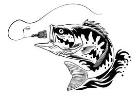 Largemouth bas vis vangen de visvangst lokken geïsoleerd vector
