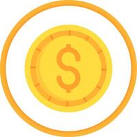 dollar munt vlak cirkel uni icoon vector