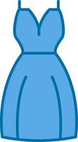 avond jurk blauw lijn gevulde icoon vector