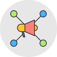 sociaal netwerk lijn gevulde licht cirkel icoon vector