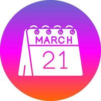 21e van maart glyph helling cirkel icoon vector