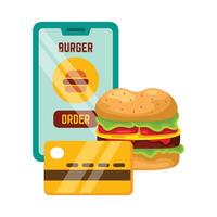 mobiel bestellen hamburger icoon illustratie. vector ontwerp