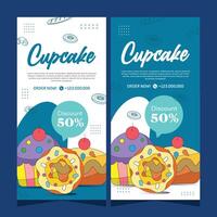 verticaal sjabloon banier van cupcakes in vector ontwerp