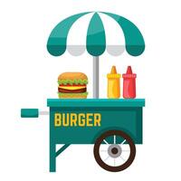 hamburger voedsel kar icoon illustratie. vector ontwerp