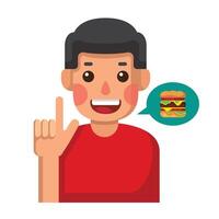 mensen bestellen hamburger icoon illustratie. vector ontwerp